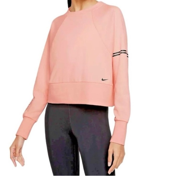 Nike Dr-Fit Pink Boxy Crop Sweatshirt Long Sleeve - Picture 1 of 8